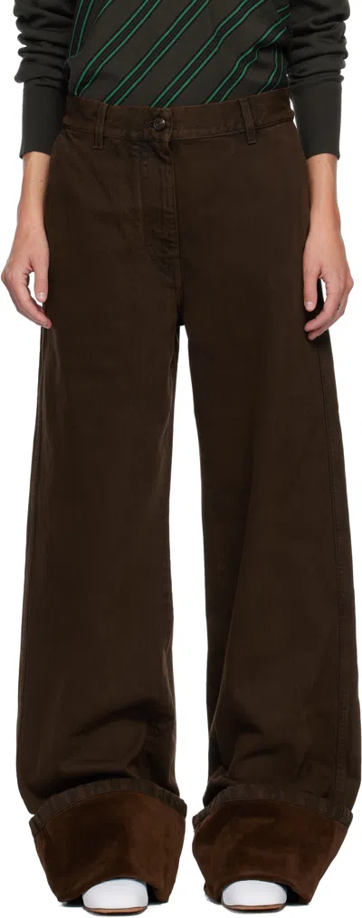 Dries Van Noten Brown Velvet Cuff Jeans