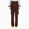 DRIES VAN NOTEN DRIES VAN NOTEN BROWN VISCOSE AND SILK CARGO TROUSERS WOMEN