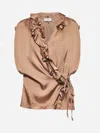 Dries Van Noten Brown Viscose Ruffled Blouse