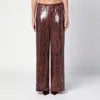 Dries Van Noten Brown Wide Trousers With Micro Sequins In Brown