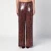 Dries Van Noten Brown Wide Trousers With Micro Sequins In Multicolor