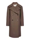 Dries Van Noten Brown Wool Blend Double-breasted Coat In Brown