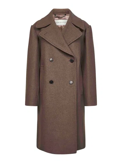 Dries Van Noten Brown Wool Blend Double-breasted Coat