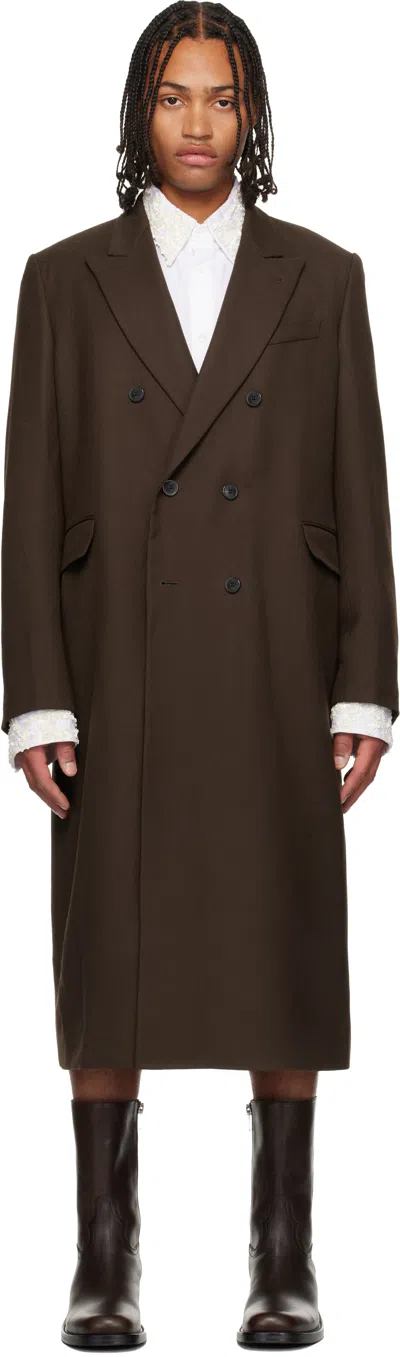 Dries Van Noten Brown Wool Coat