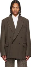 Dries Van Noten Brown Wool Serge Blazer In Brown