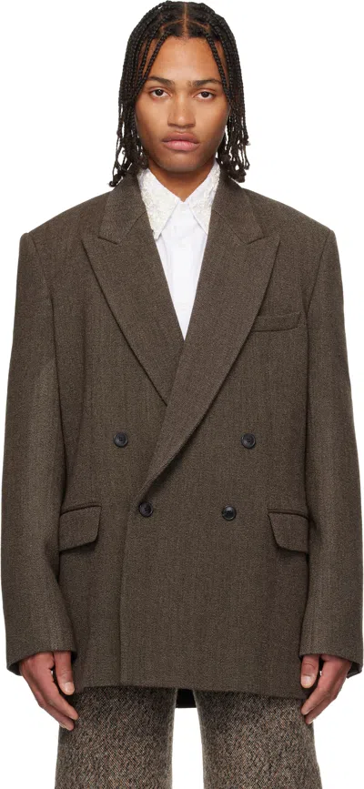 Dries Van Noten Brown Wool Serge Blazer