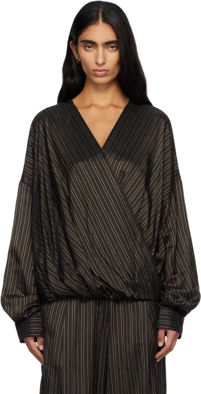 Dries Van Noten Brown Wrap Shirt