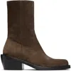 Dries Van Noten Brown Zip Boots In Black