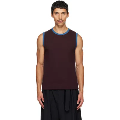 Dries Van Noten Brugundy Cotton Tank Top In Burgundy 358