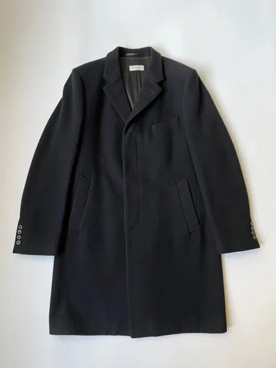 Pre-owned Dries Van Noten Brushed Black Wool Overcoat