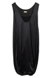 Dries Van Noten Bubble Hem Silk Stretch Satin Dress In Black