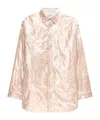 Dries Van Noten Puff Sleeve Oversized Nylon Shirt In Nude
