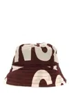 Dries Van Noten Burgundy Logo Bucket Hat In Brown