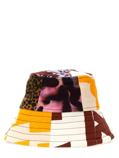 Dries Van Noten Cotton Bucket Hat With Contrast Stitching Details In Multi