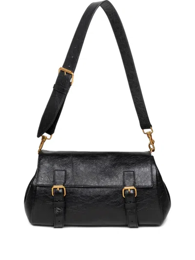 Dries Van Noten Buckle-fastening Leather Shoulder Bag In Black