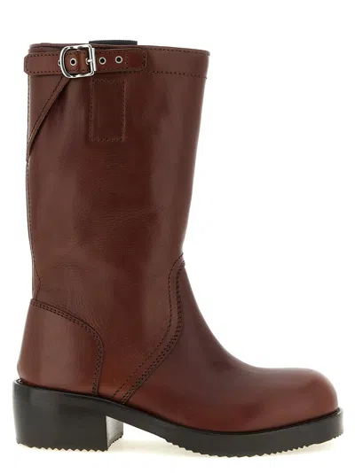 Dries Van Noten Buckle-strap Leather Boots In Brown