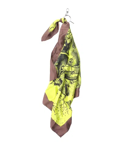 Dries Van Noten Silk-blend Renaissance-print Handkerchief In Brown