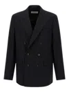 Dries Van Noten Double Breasted Wool Jacket With Notched Lapels In Black