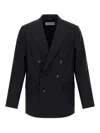 Dries Van Noten Double Breasted Wool Jacket With Notched Lapels In Blue