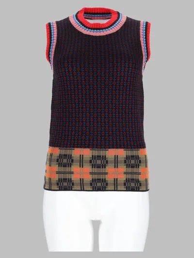 Dries Van Noten Bordeaux Jacquard Vest In Wool And Viscose In Multi