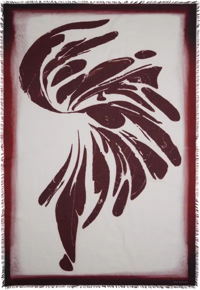 Dries Van Noten Burgundy & Gray Printed Scarf