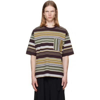 Dries Van Noten Striped Cotton T-shirt In Brown