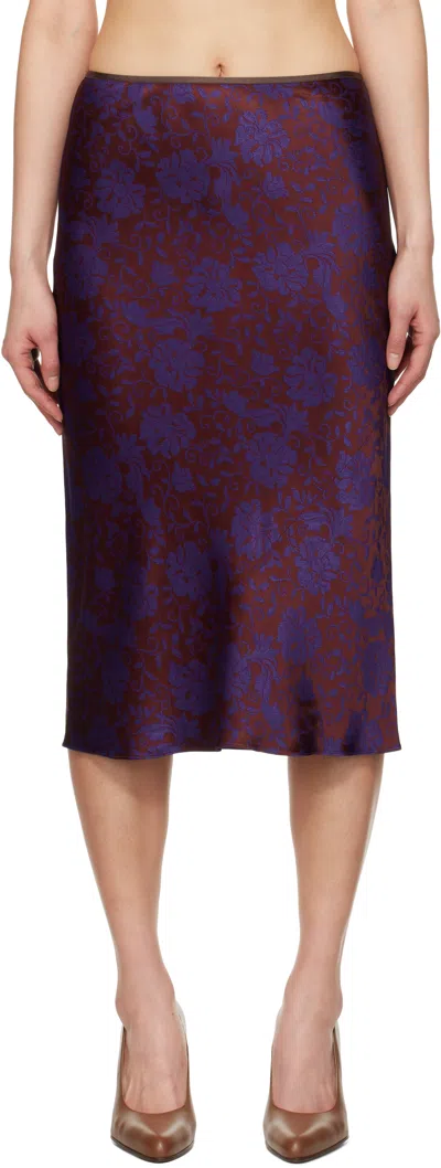Dries Van Noten Burgundy & Purple Damask Midi Skirt In 358 Burgundy