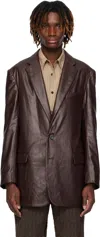Dries Van Noten Burgundy Coated Blazer In 701 Rust