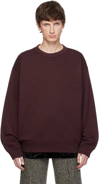 Dries Van Noten Burgundy Cotton Sweatshirt In Brown