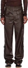 Dries Van Noten Burgundy Crêpe Cargo Pants In 701 Rust