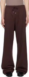 Dries Van Noten Burgundy Drawstring Sweatpants In Black