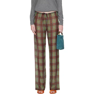 Dries Van Noten Burgundy Elasticized Lurex Trousers In Green