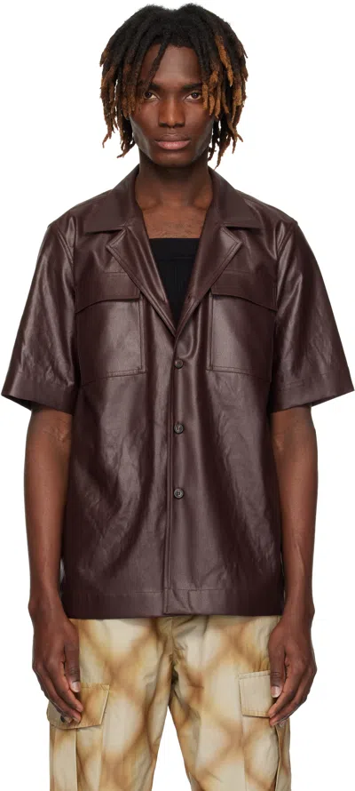 Dries Van Noten Burgundy Flap Pocket Shirt In 701 Rust
