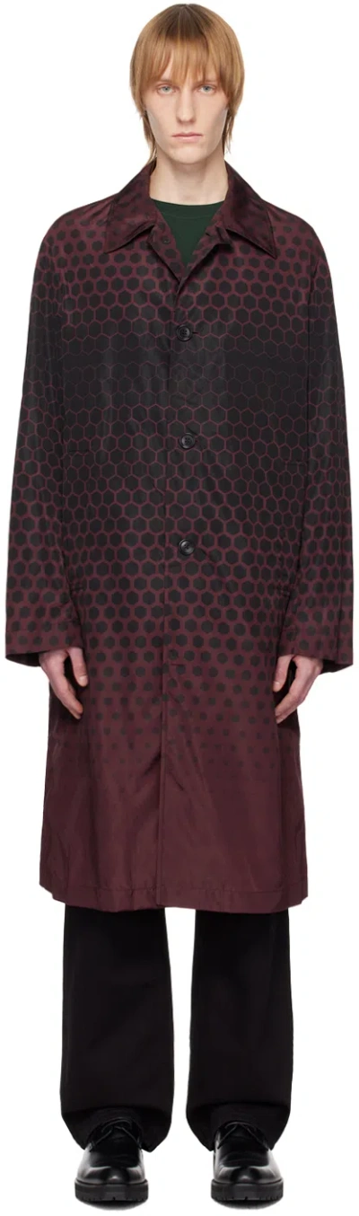Dries Van Noten Burgundy Graphic Coat In 358 Burgundy