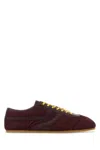 Dries Van Noten Burgundy Lace Up Sneakers In Brown
