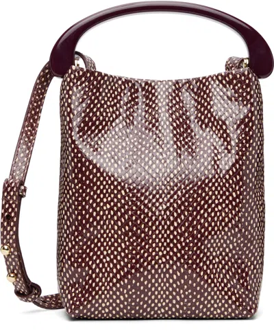 Dries Van Noten Burgundy Micro Leather Bag In Brown