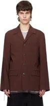 Dries Van Noten Burgundy Notched Lapel Blazer In 701 Rust