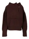 Dries Van Noten Burgundy Oversized Wool Sweater In Red