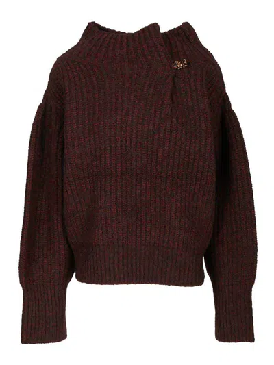 Dries Van Noten Burgundy Oversized Wool Sweater In Red