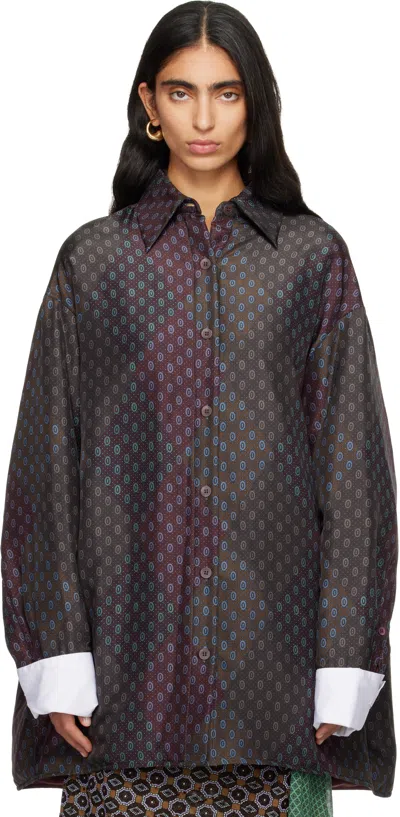 Dries Van Noten Burgundy Printed Jacket
