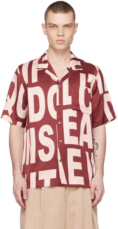 DRIES VAN NOTEN BURGUNDY PRINTED SHIRT