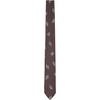 Dries Van Noten Burgundy Printed Silk Tie In 358 Burgundy