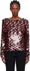 Dries Van Noten Burgundy Sequin Blouse In Brown