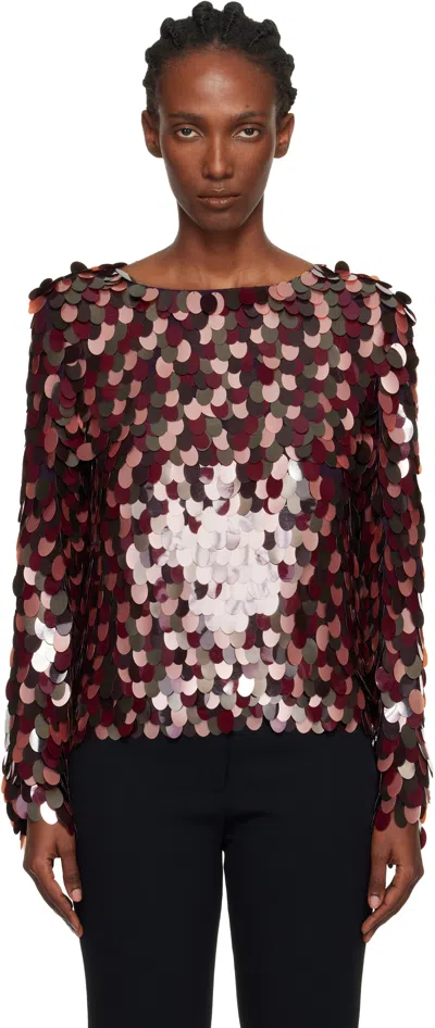 Dries Van Noten Burgundy Sequin Blouse