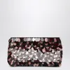 Dries Van Noten Rectangular Sequin Embellished Fabric Clutch In Burgundy