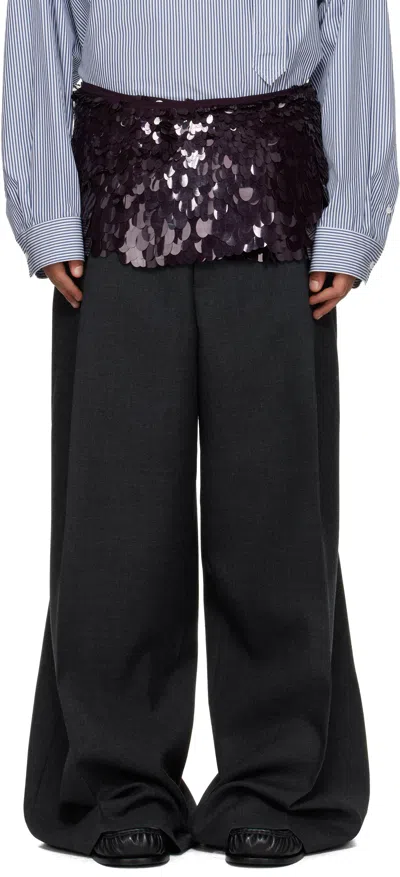 Dries Van Noten Burgundy Sequined Belt