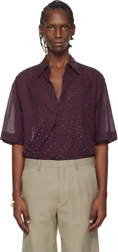 Dries Van Noten Burgundy Sequinned Shirt