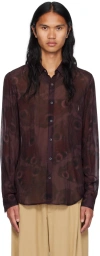 DRIES VAN NOTEN BURGUNDY TIGHT FIT SHIRT