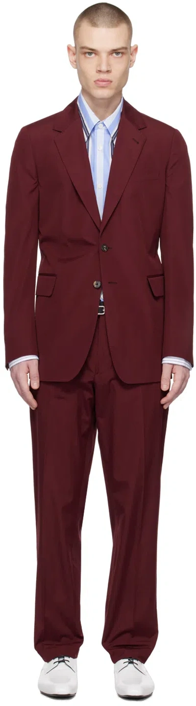 Dries Van Noten Burgundy Two-button Suit In 359 Bordeaux