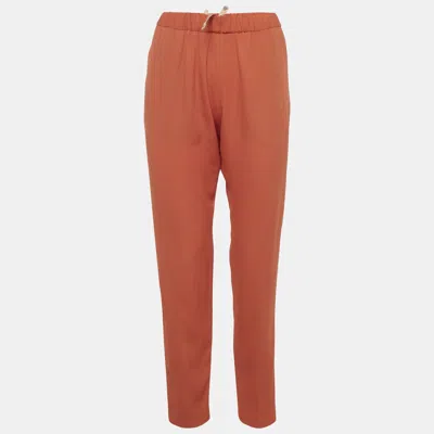 Pre-owned Dries Van Noten Burnt Orange Crepe Formal Trousers S